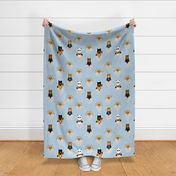 Bears and Sunshines in Hearts - Blue - Large - Cozy Bear Coordinate