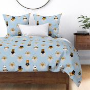 Bears and Sunshines in Hearts - Blue - Large - Cozy Bear Coordinate
