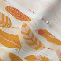 small // Orange Monochromatic Feathers on ecru white