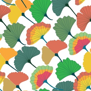 Colorful Ginkgo leaves - white 
