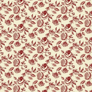 Red roses toile de jouy