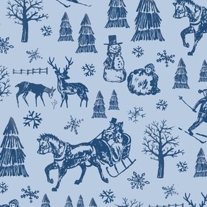 Winter Toile - Lt/Dk Blue - Reduced Scale