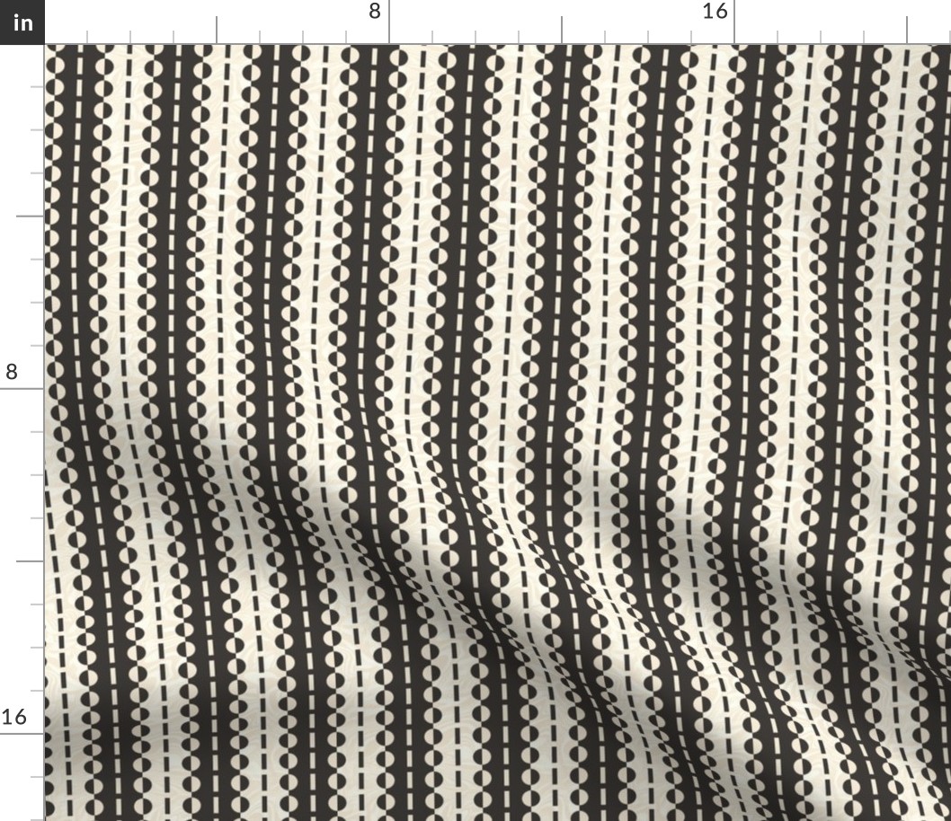Medium Scale - Stripes - Vertical - Near Black - Light and Dark Cream