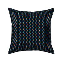 Rainbow Multi Color dots on black (s)