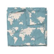 map of the world wallpaper in vintage teal by Pippa Shaw