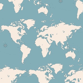 map of the world wallpaper in vintage teal by Pippa Shaw
