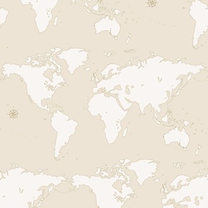 map of the world wallpaper in neutral beige by Pippa Shaw