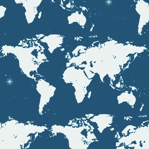 map of the world wallpaper in navy blue by Pippa Shaw