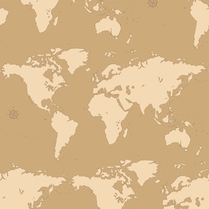 map of the world wallpaper in warm sands by Pippa Shaw