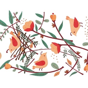 Folk Birds Gather — Holiday Palette
