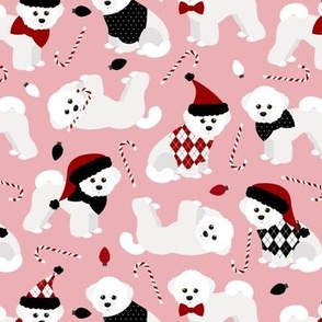 Bichon Frise Christmas Pink