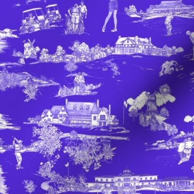 Hamptons Golf Toile Blue on Blue 