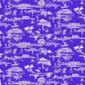 Hamptons Golf Toile Blue on Blue 