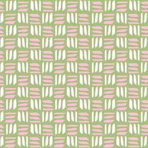 Cherry Blossom Geometric lines dark pastel Green and pink