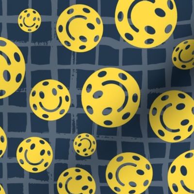 Large Scale Pickleball Smile Face Balls Navy and Yellow