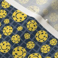 Medium Scale Pickleball Smile Face Balls Navy and Yellow