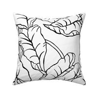 large Tropical Jungle leaves-black on white