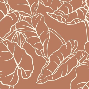 large Tropical Jungle leaves-terracotta