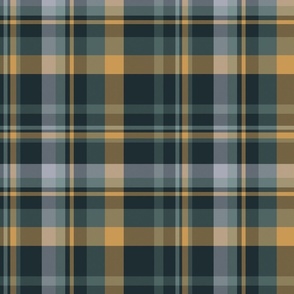 Dark Blue and Yellow Tartan Plaid