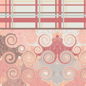 Patchwork of Plaid and Textured Swirls in Pinks