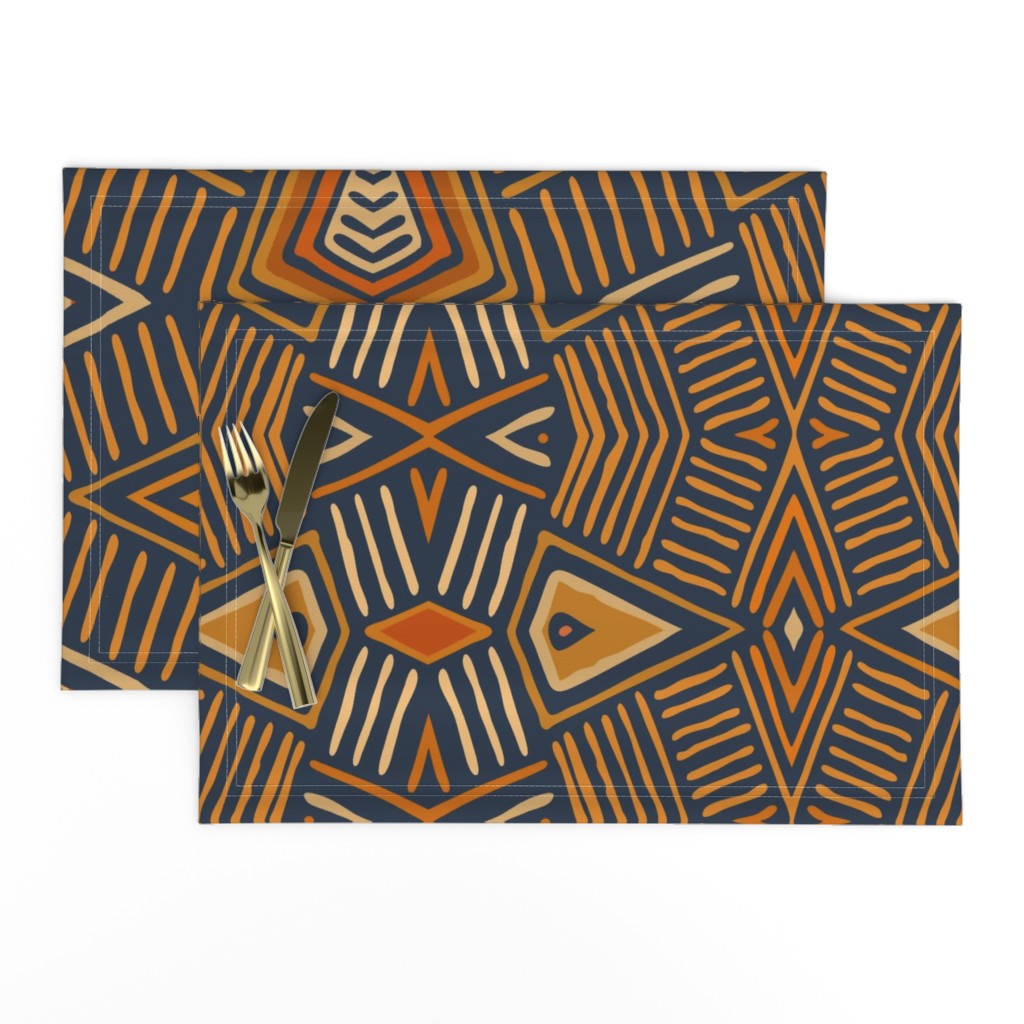 Tribal Shield - Navy Orange Tan - Design 12232161