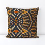 Tribal Shield - Navy  Orange Tan