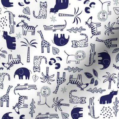 little Creatures co - wild one - safari - white grey and navy blue