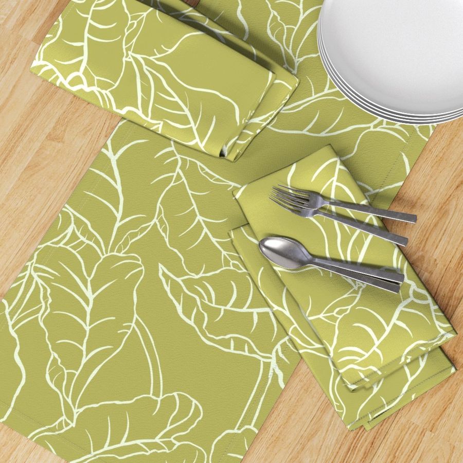 large Tropical Jungle leaves-gold green