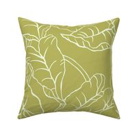 large Tropical Jungle leaves-gold green