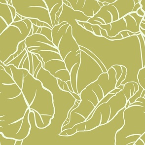 large Tropical Jungle leaves-gold green