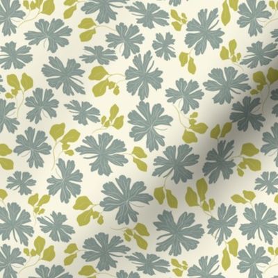 Slate Blue & Chartreuse Green Floral Leaf Design #C5 - Brighton Park 