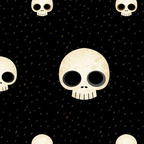 Grungy Skulls on Black - Large