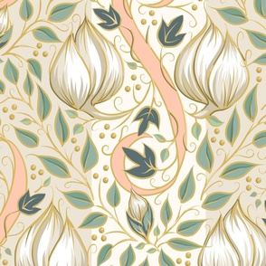 Art Nouveau -Waiting to Bloom |  Subtle Stripe | Soft Natural