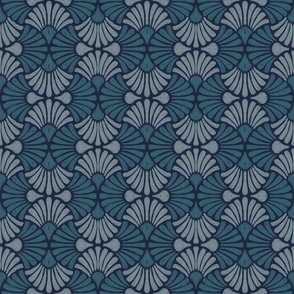 Grey and Blue Fan Floral
