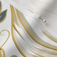 Art Nouveau -Waiting to Bloom | White | Subtle Stripe