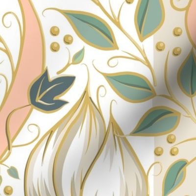Art Nouveau -Waiting to Bloom | White | Subtle Stripe