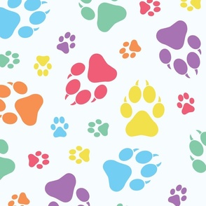 Colorful Rainbow Puppy Dog Paws - Large Scale
