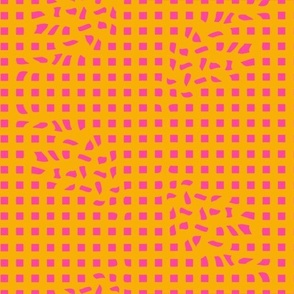 Spring collection Faux Checker Distort Hot pink and Marigold