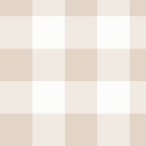 Beige Gingham 4-INCH: Large Scale Light Brown Gingham Check, Buffalo Check, Buffalo Plaid