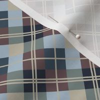 Diagonal Plaid-Sky Blue, Putty, Teal, Aubergine, Navy-S