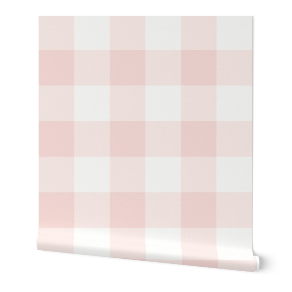 Rose Gold Gingham 4-INCH: Large Scale Light Rose Gold Gingham Check, Buffalo Check, Buffalo Plaid