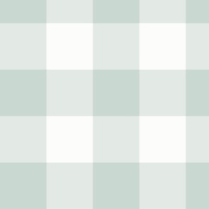 Celadon Gingham 4-INCH: Large Scale Soft Blue Green Gingham Check, Buffalo Check, Buffalo Plaid