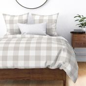 Warm Grey Gingham 4-INCH: Large Scale Warm Gray Gingham Check, Buffalo Check, Buffalo Plaid