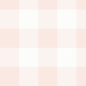 Pastel Shell Pink Gingham 4-INCH: Large Scale Soft Shell Pink Gingham Check, Buffalo Check, Buffalo Plaid