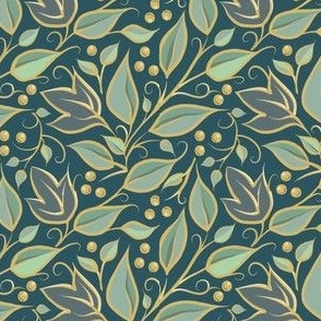 Leaves ‘n Berries | Deep Cool Blue Green