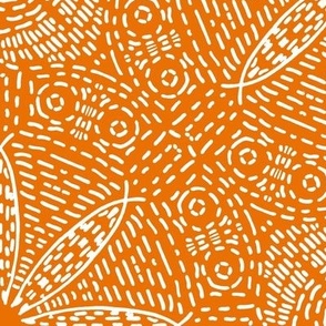 Basketweave Kaleidoscope in White on Orange