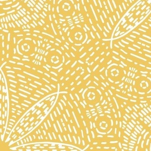 Basketweave Kaleidoscope in White on Yellow