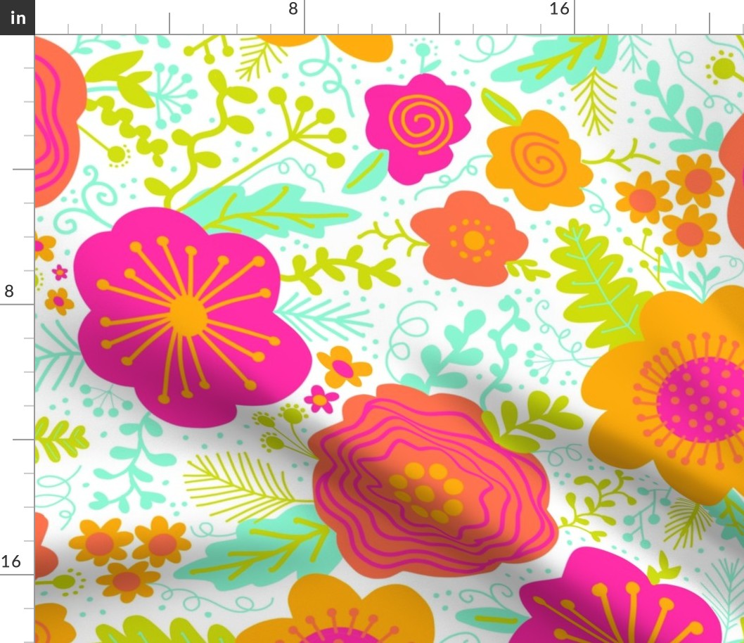 Citrus Jumbo Floral, bold colors on a white backgtoind