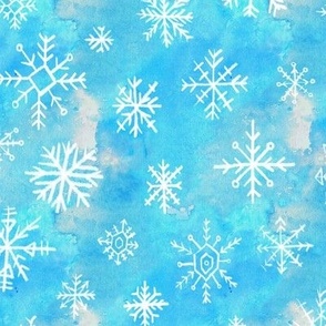 snowflakes on icy blue watercolour