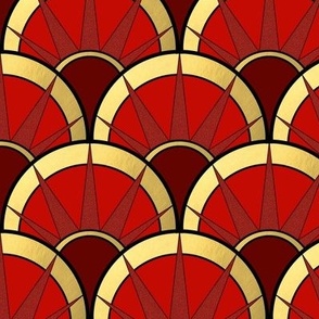 crimson gold deco fancy fan